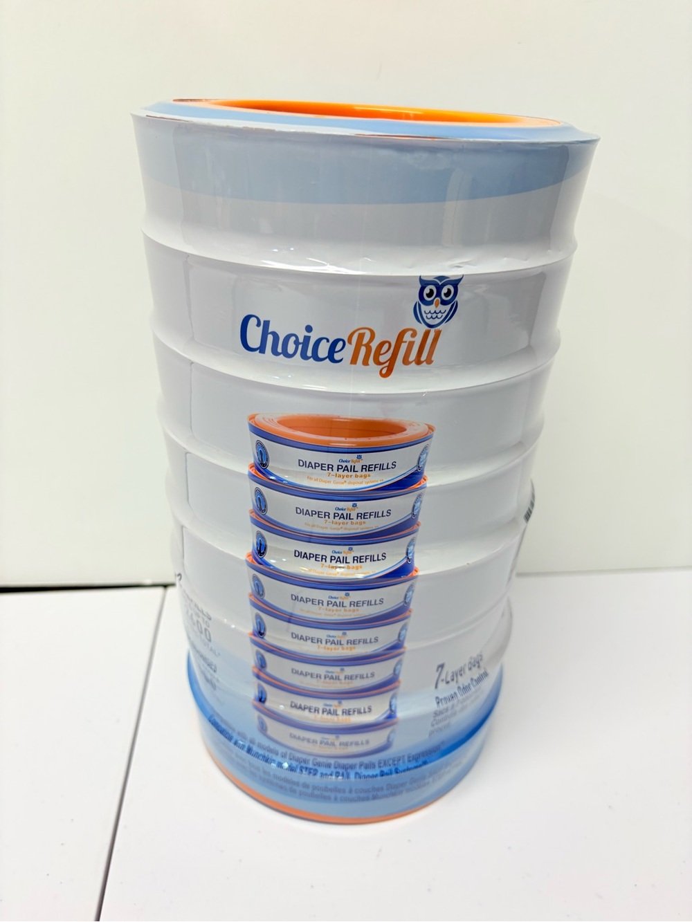 Choice Refill 8 Pack Diaper Pail Refills 7-Layer Odor Control Holds 2600 Diapers